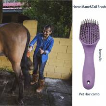 1pc Horse Hair Brush, Anti-Slip Pony Tail Brush, Pet Grooming Brush, Matches Head Brush
