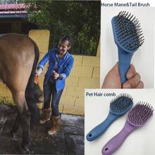 1pc Horse Hair Brush, Anti-Slip Pony Tail Brush, Pet Grooming Brush, Matches Head Brush