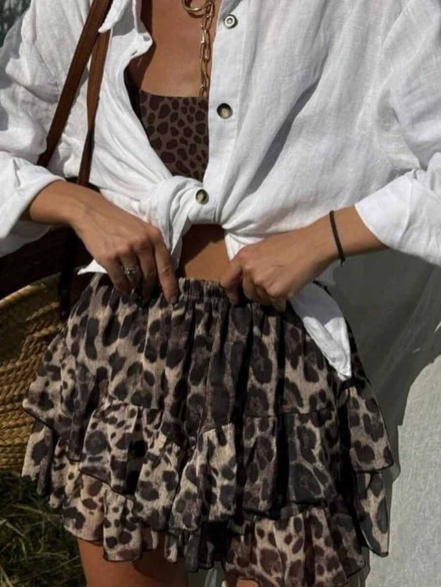 Ženska ležerna suknja sa leopard printom