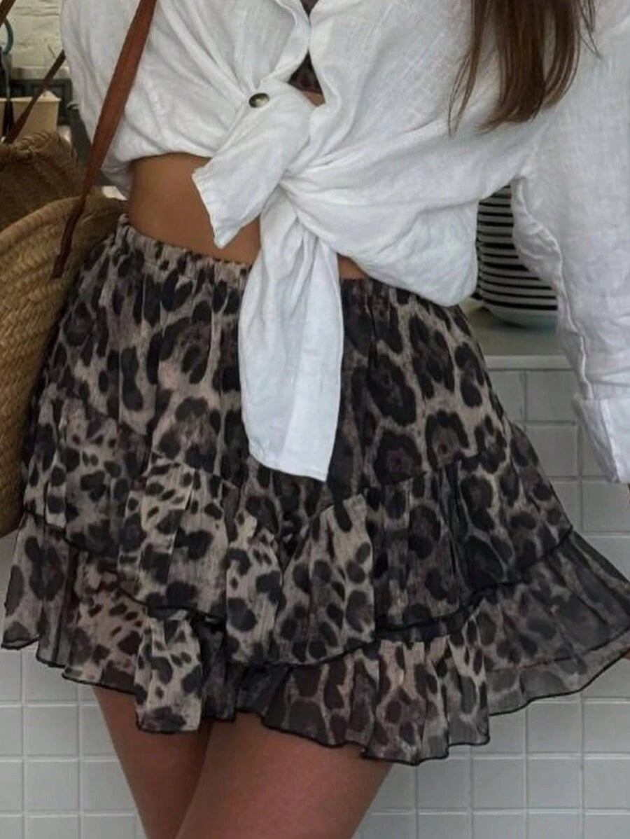 Ženska ležerna suknja sa leopard printom