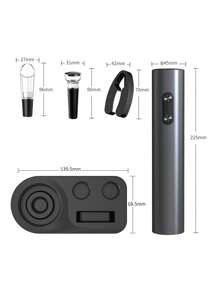 CLITON 5-In-1 Electric Wine Opener Gift Set, Includes Electric Wine Opener, Battery-Operated Corkscrew, Foil Cutter, Pourer, Stopper And Wine Holder Base, Ideal Wine Gift For Birthday, Wedding And Other Occasions