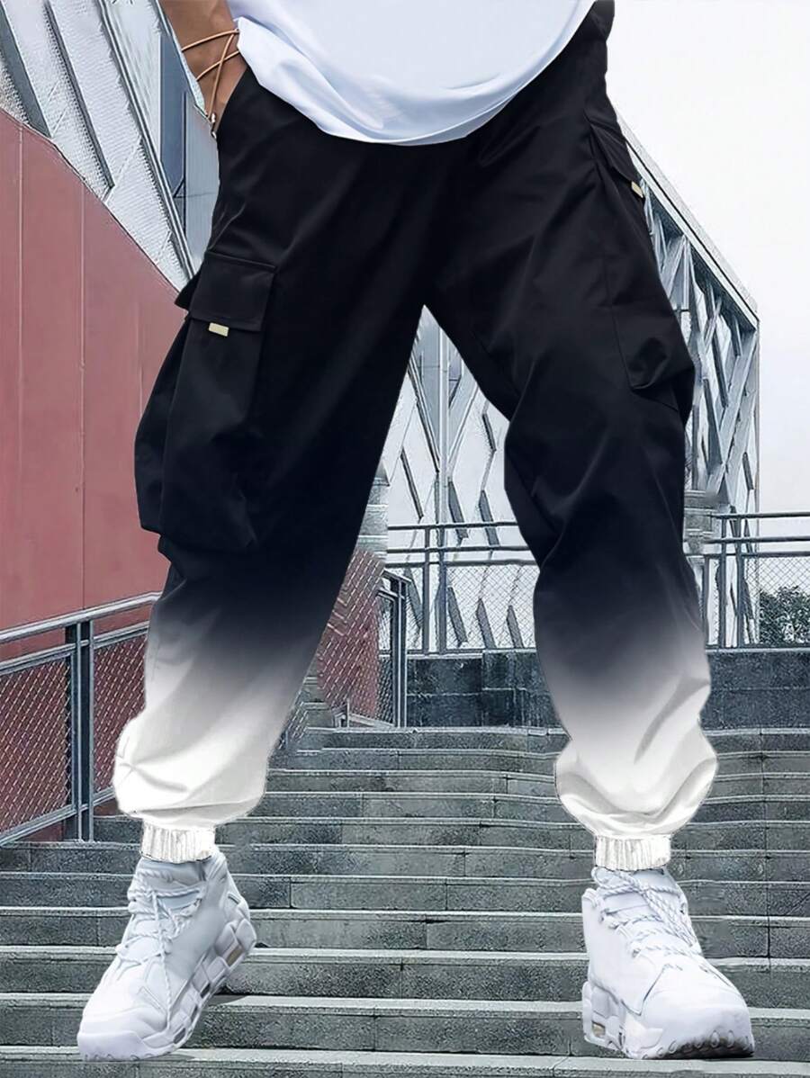 Muške cargo pantalone za proleće/jesen sa gradijentnim dizajnom