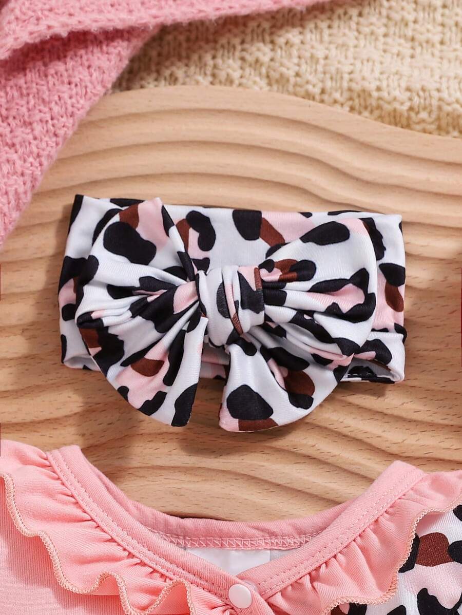 Bebi kombinezon za devojčice za jesen/zimu, roze sa leopard printom