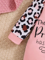 Bebi kombinezon za devojčice za jesen/zimu, roze sa leopard printom