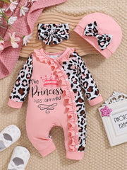 Bebi kombinezon za devojčice za jesen/zimu, roze sa leopard printom
