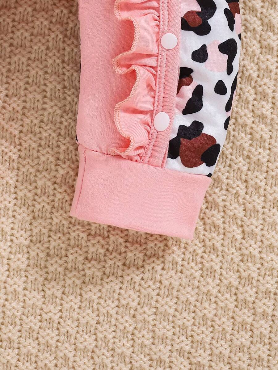 Bebi kombinezon za devojčice za jesen/zimu, roze sa leopard printom