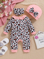 Bebi kombinezon za devojčice za jesen/zimu, roze sa leopard printom