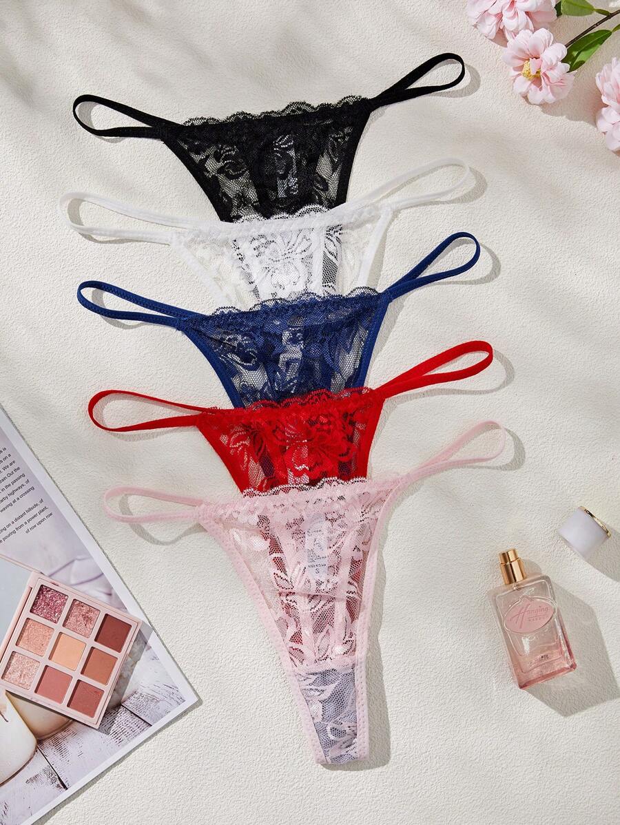 5 kom/pakovanje seksi ženske gaćice G-string od čipke, prozračne i udobne
