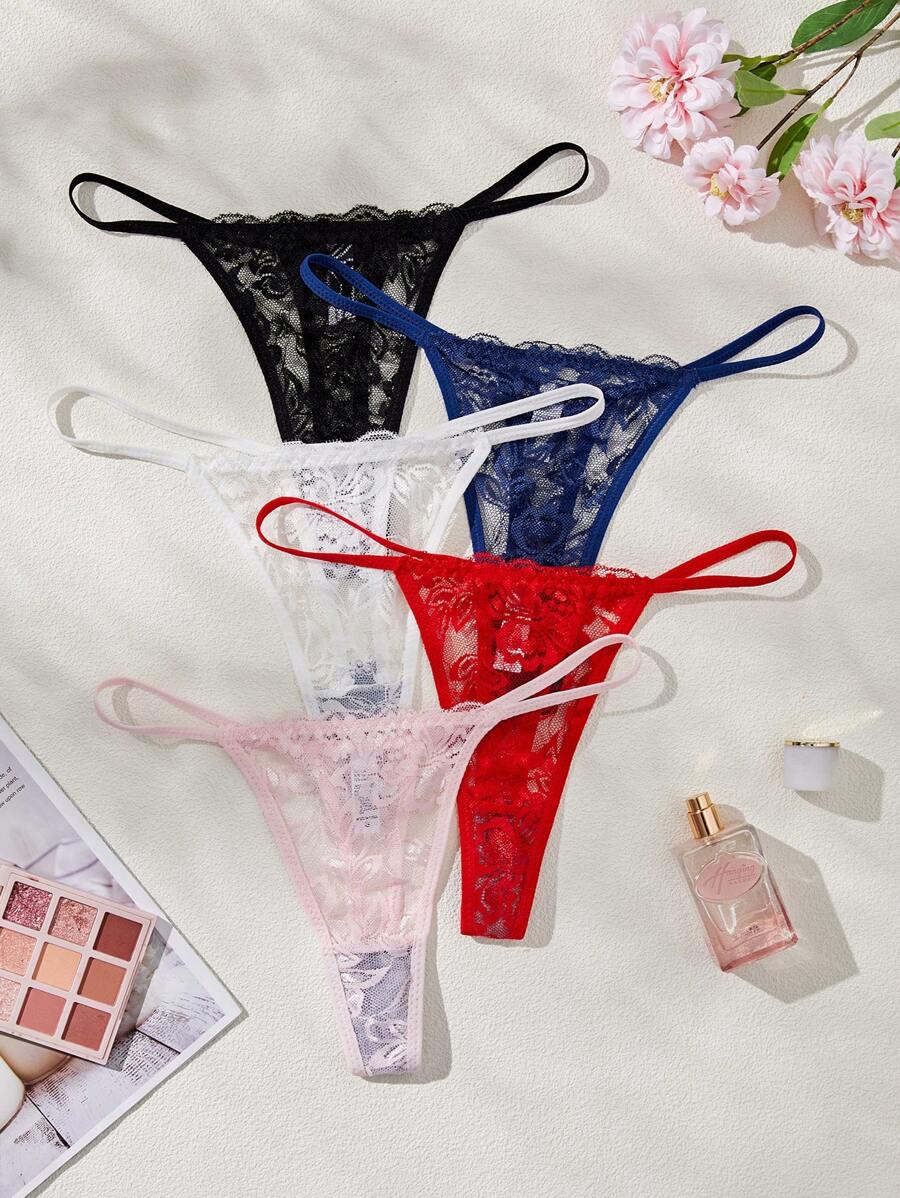 5 kom/pakovanje seksi ženske gaćice G-string od čipke, prozračne i udobne