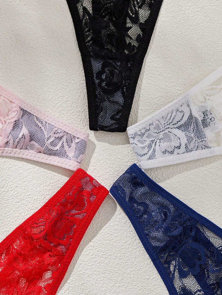 5 kom/pakovanje seksi ženske gaćice G-string od čipke, prozračne i udobne