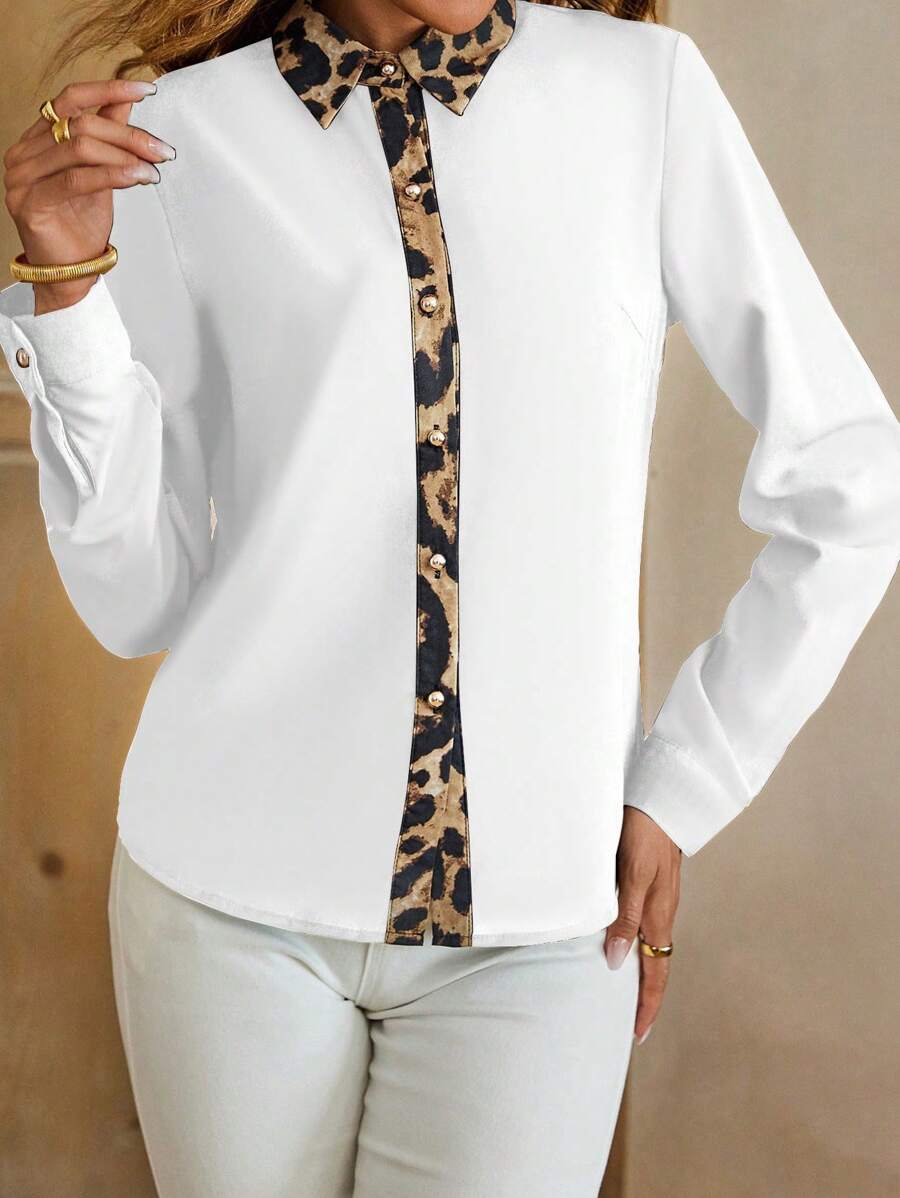 Clasi Ženska Jesenja Majica sa Printom Leoparda i Dugim Rukavima