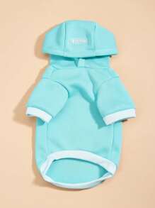 PETSIN 1pc Pet Thermal Lined Warm Sweatshirt, Light Blue