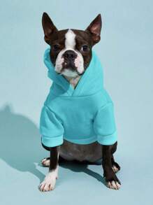 PETSIN 1pc Pet Thermal Lined Warm Sweatshirt, Light Blue
