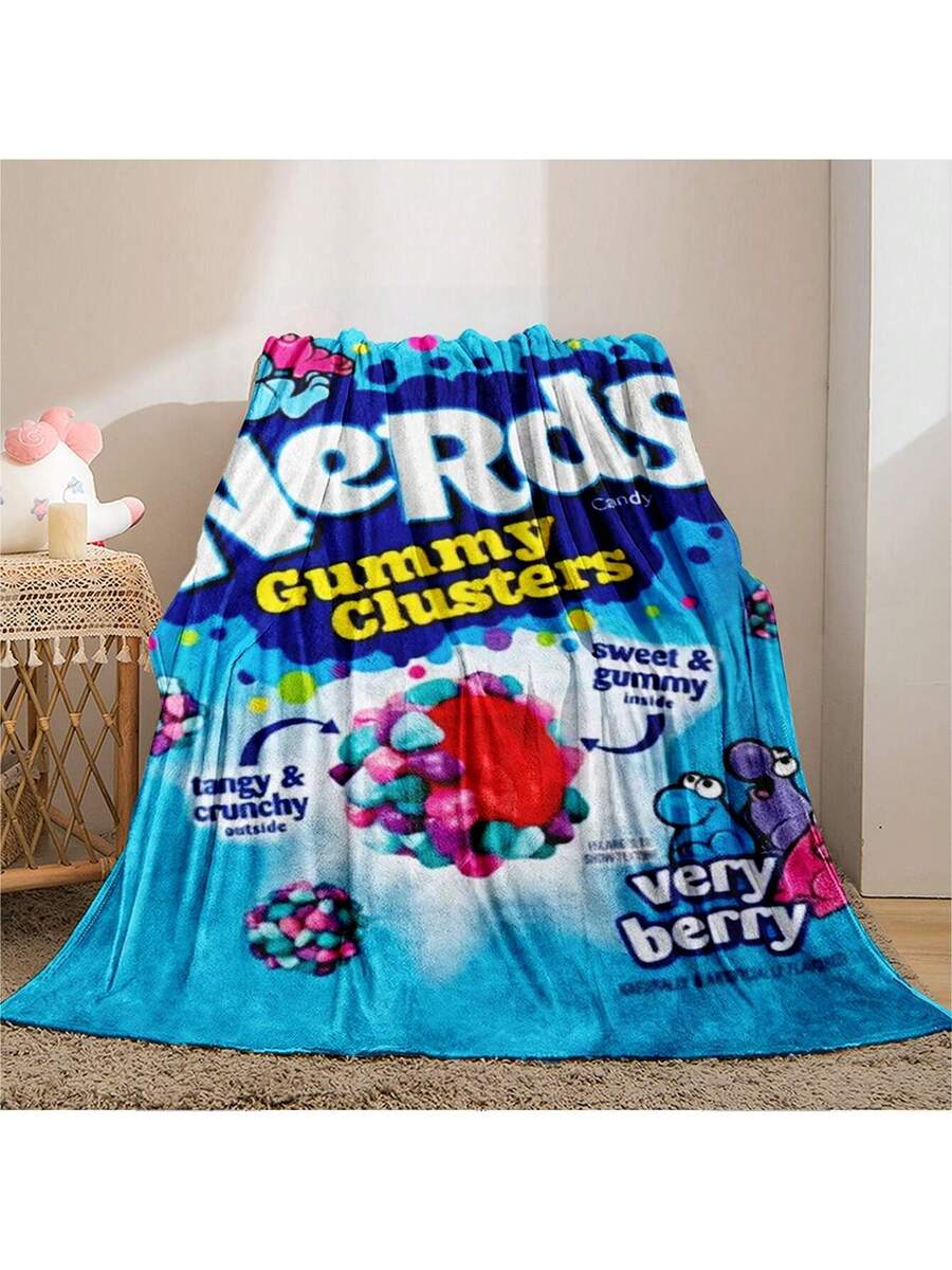 GEL HUT MUN Mekano i udobno flanelsko ćebe sa crtanim motivom slatkiša
