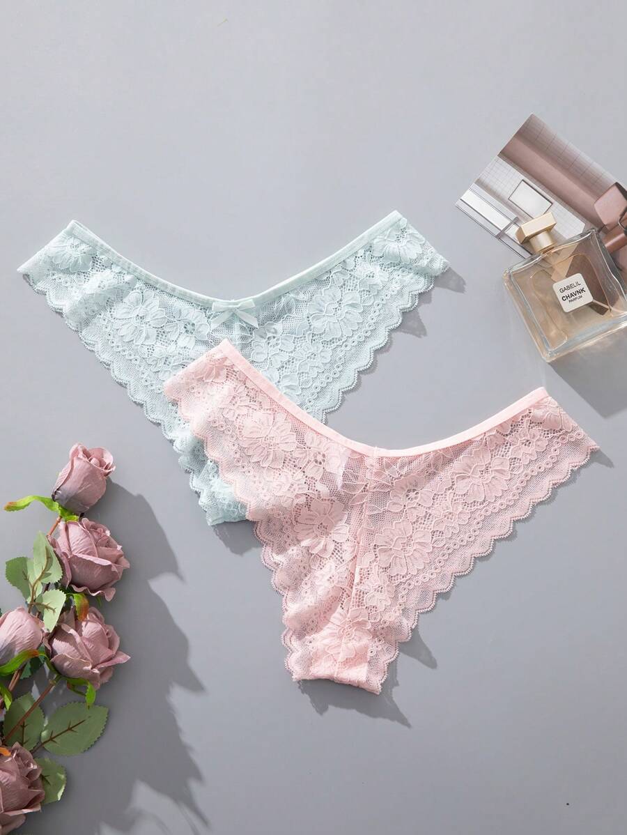12 kom/pakovanje ženske elegantne i udobne bikini gaćice sa čipkastom ivicom