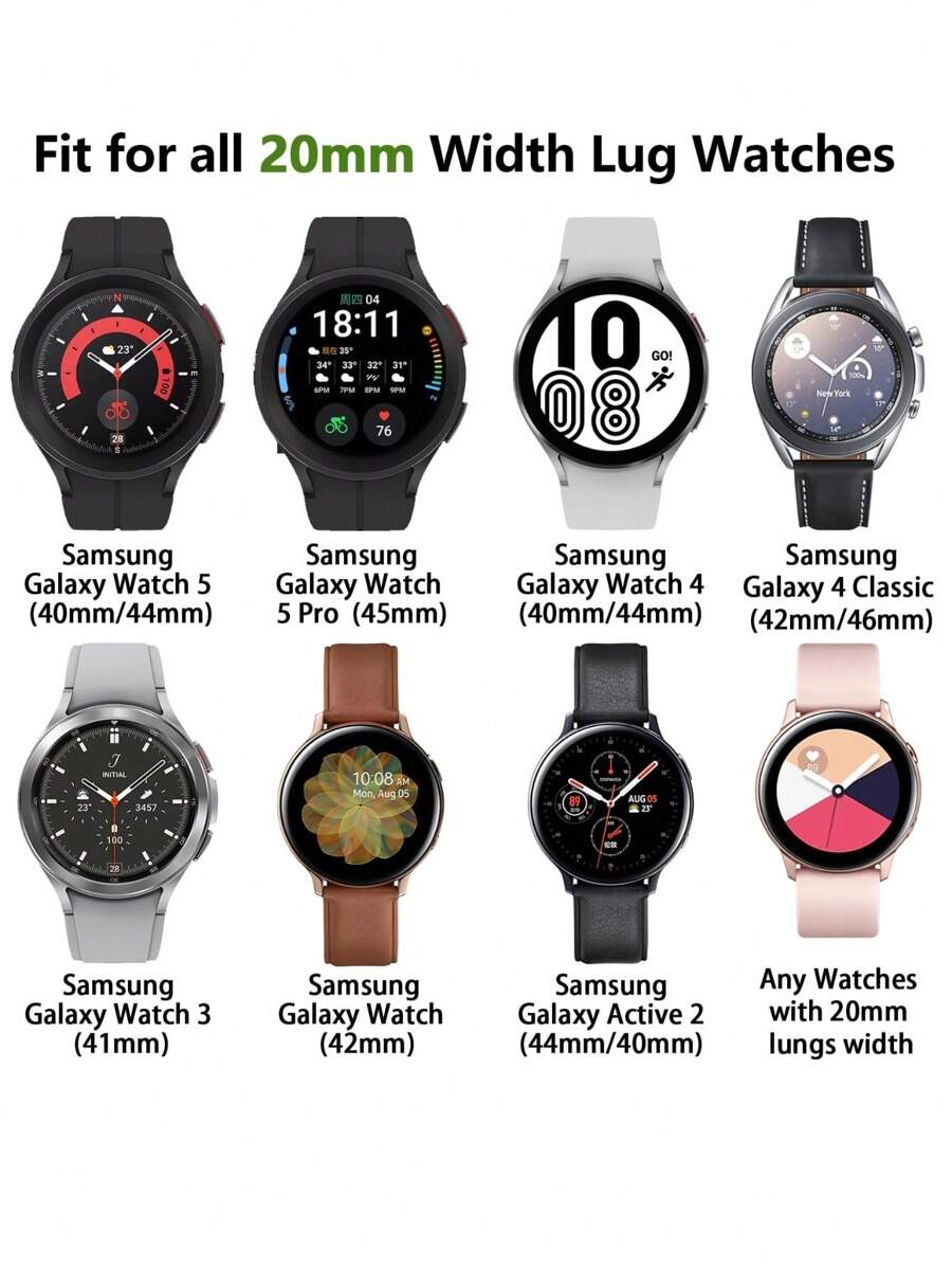 20mm dvobojna silikonska narukvica za sat sa cvetnim reljefom, kompatibilna sa Samsung Galaxy Watch 7 6 5 4 40mm 44mm/5 Pro/6 Classic 47mm/Watch 4 Classic/Active 2, 45mm/Watch 3/Watch 4 Classic 42mm 46mm Watch 6 47mm 43mm
