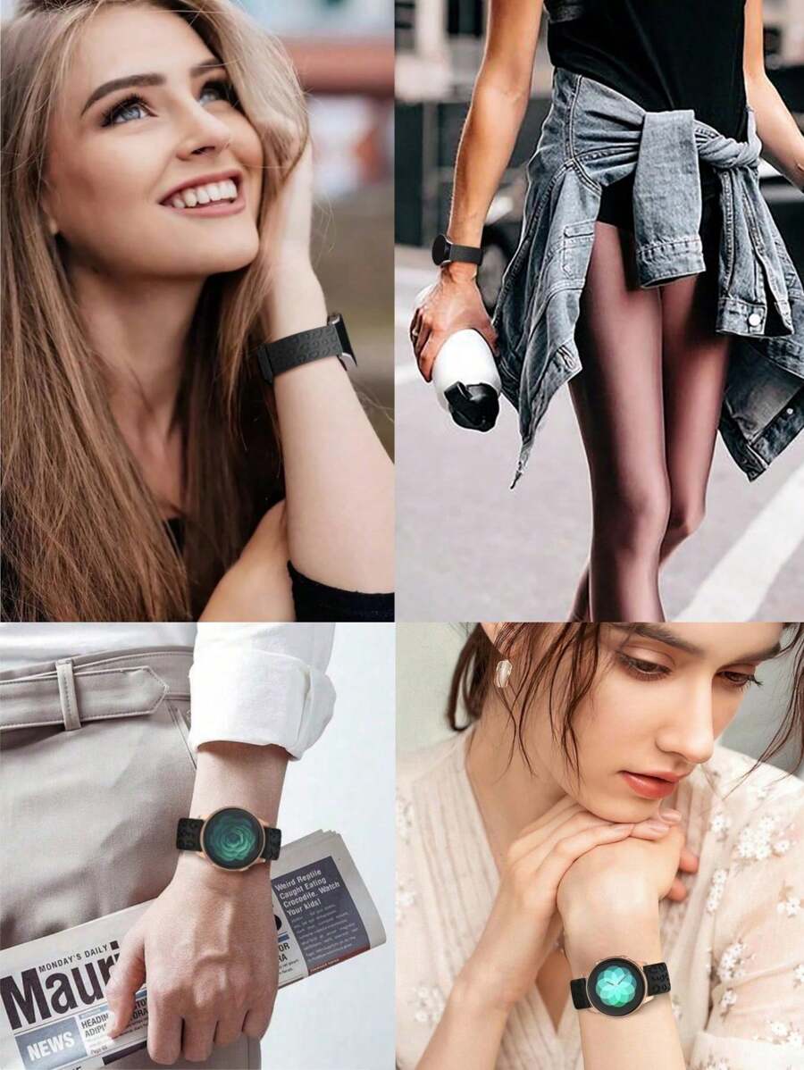 20mm dvobojna silikonska narukvica za sat sa cvetnim reljefom, kompatibilna sa Samsung Galaxy Watch 7 6 5 4 40mm 44mm/5 Pro/6 Classic 47mm/Watch 4 Classic/Active 2, 45mm/Watch 3/Watch 4 Classic 42mm 46mm Watch 6 47mm 43mm