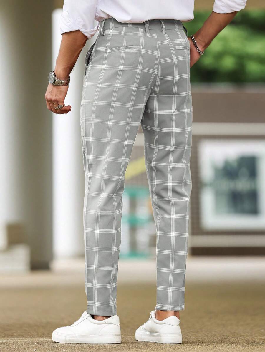 Muške karirane pravih nogavica ležerne pantalone za svakodnevno nošenje