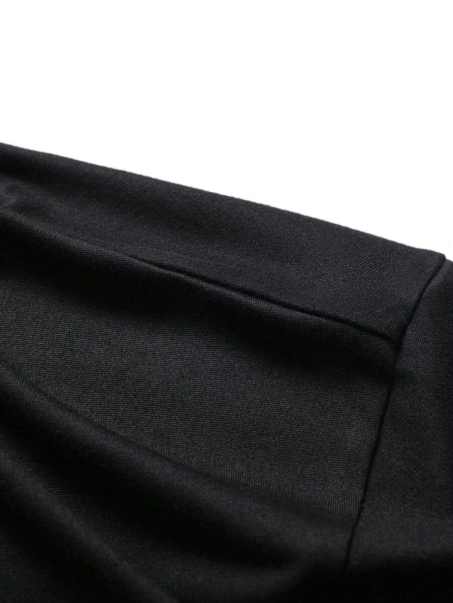 Muški set od 2 komada: polo majica dugih rukava sa printom konja, uparena sa crnim sportskim pantalonama