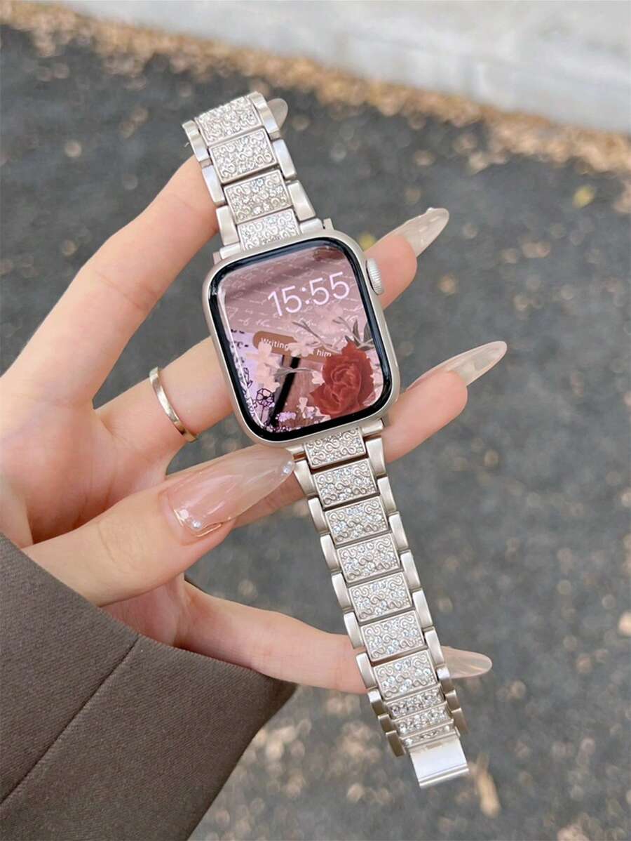 Metalna narukvica za sat sa kristalima, kompatibilna sa Apple Watch, odličan poklon
