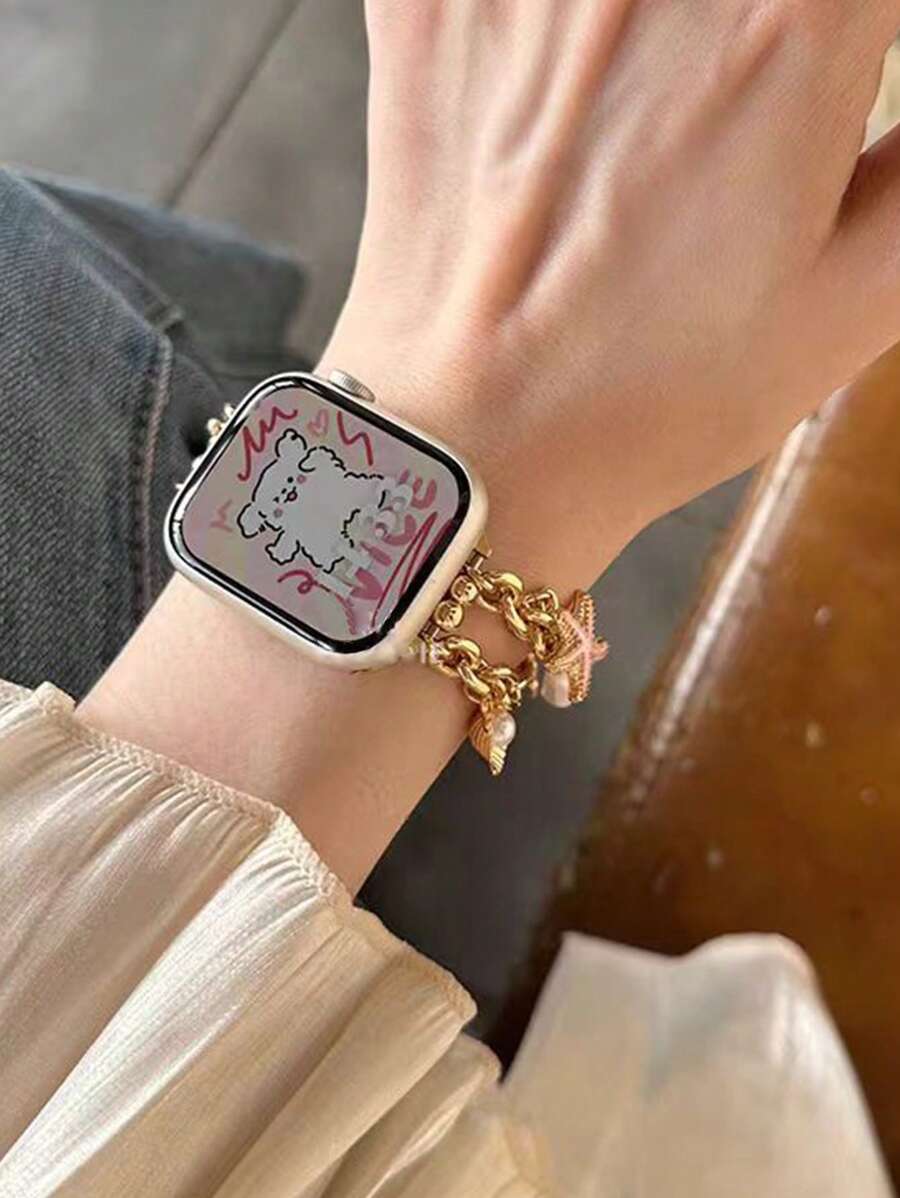 Narukvica kompatibilna sa Apple Watch, ženska verzija, sa trostrukim priveskom od bisera, za Apple watch
