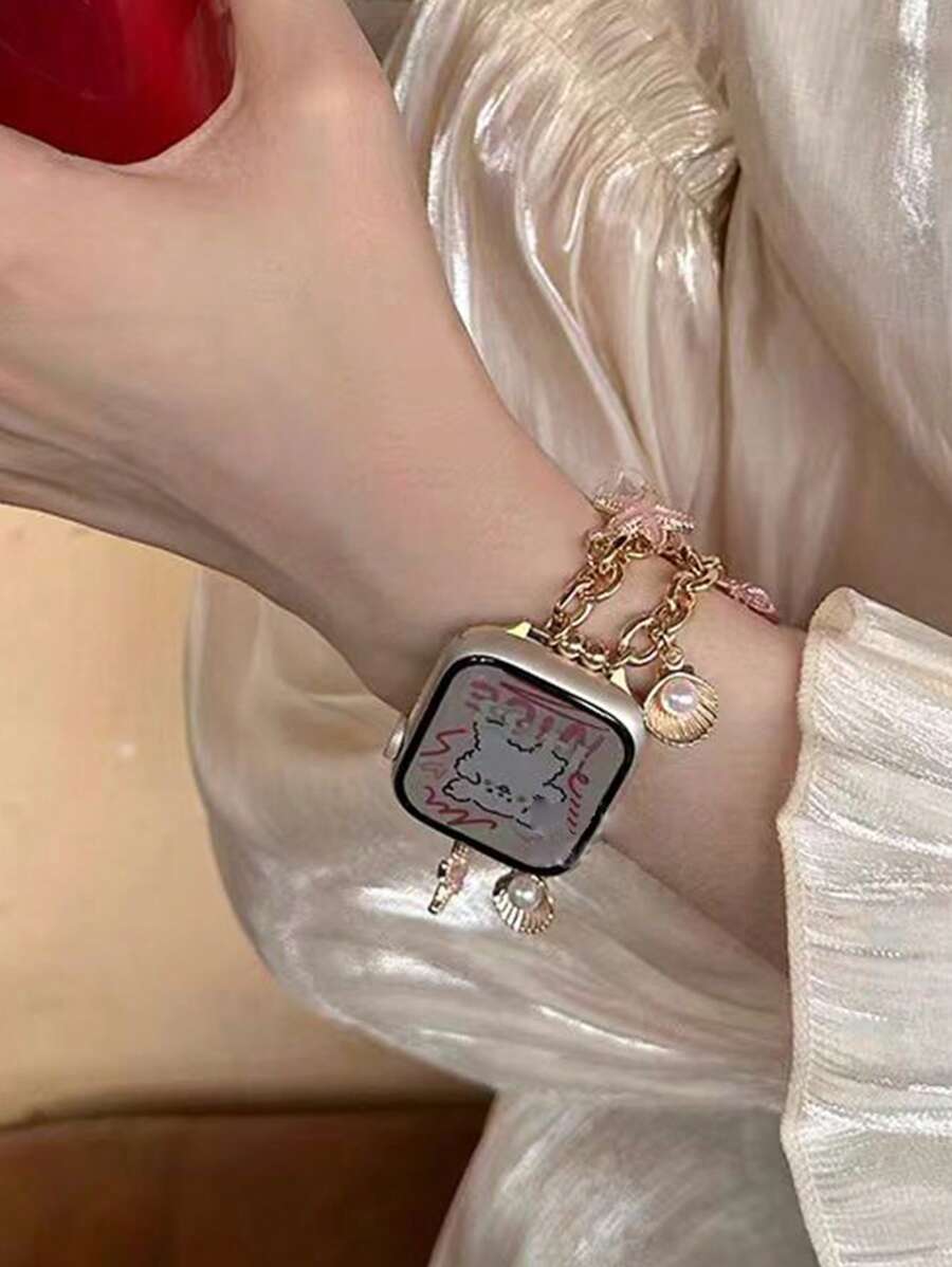 Narukvica kompatibilna sa Apple Watch, ženska verzija, sa trostrukim priveskom od bisera, za Apple watch