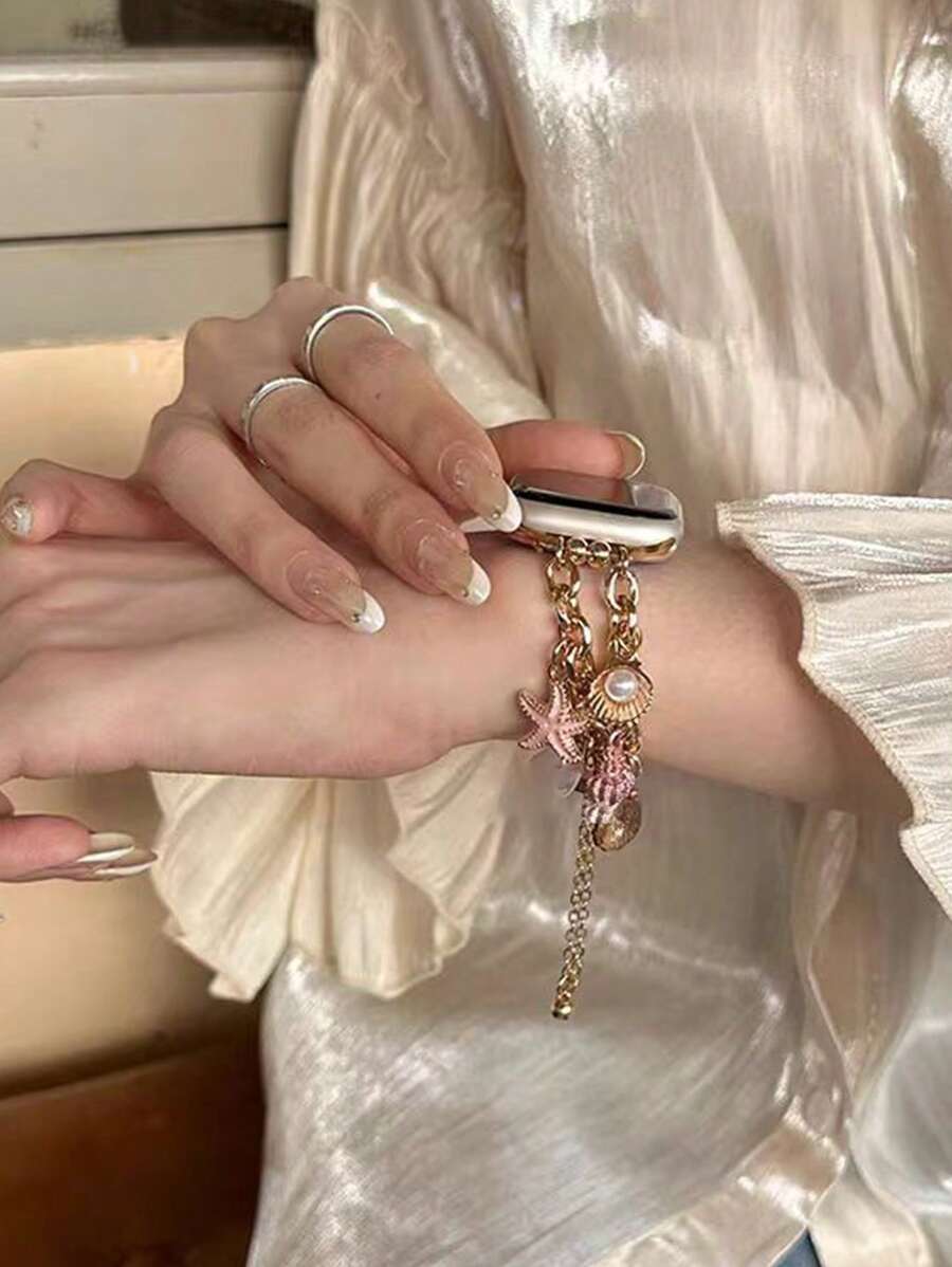 Narukvica kompatibilna sa Apple Watch, ženska verzija, sa trostrukim priveskom od bisera, za Apple watch