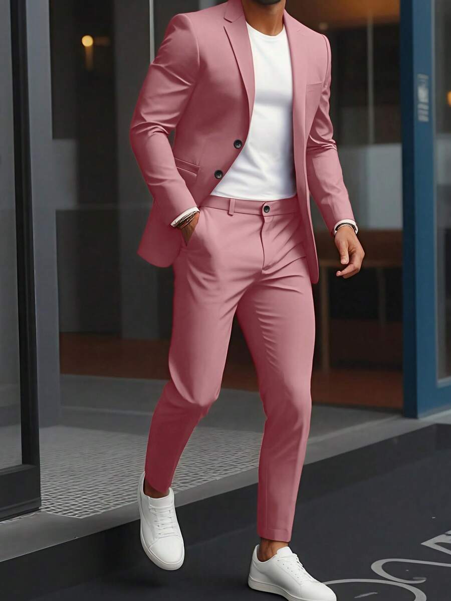 Muški set od sakoa i pantalona, slim fit, klasičan luksuzni stil, formalni, Old Money