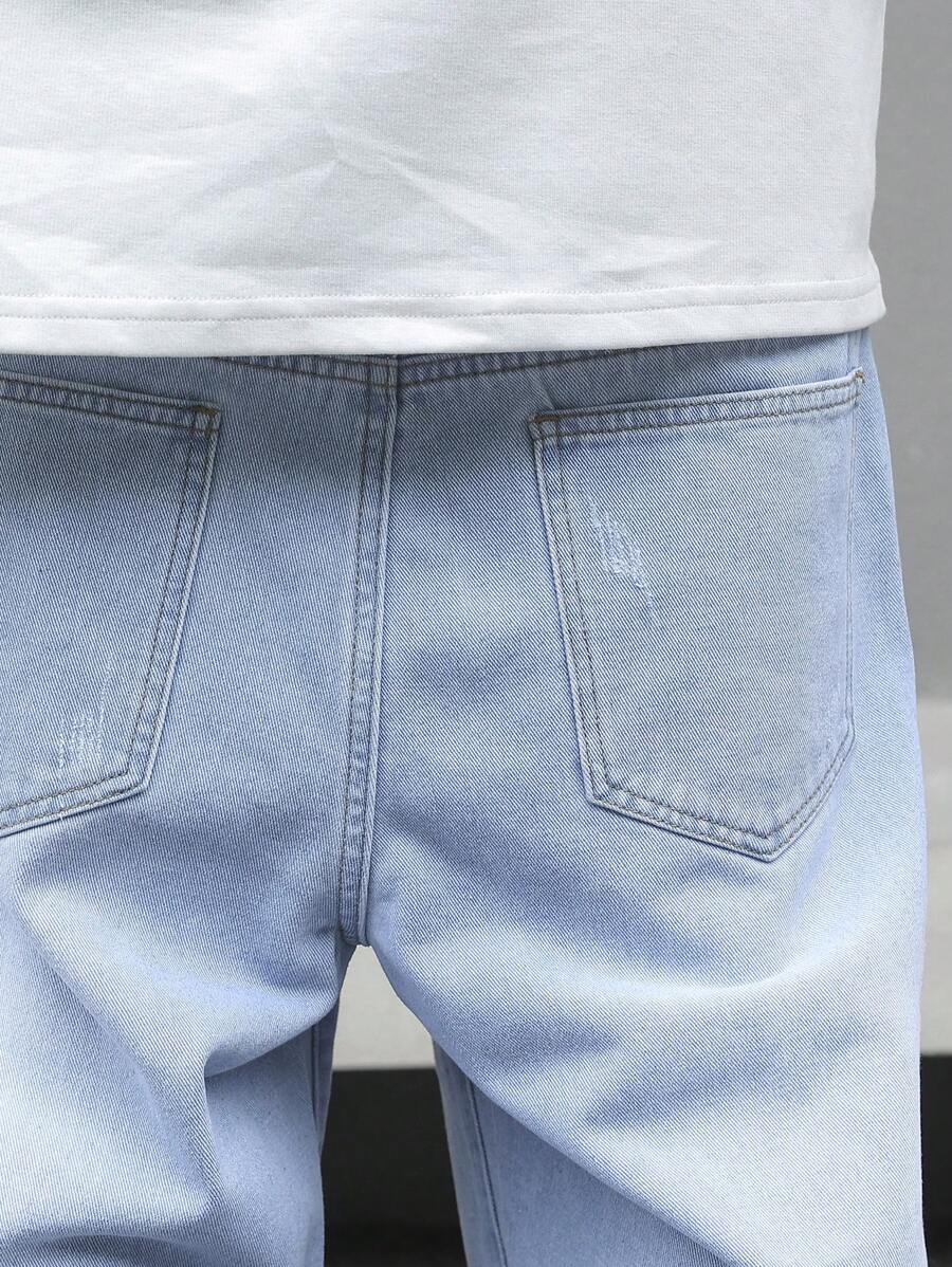 Muške široke izgužvane farmerke akva plave boje, letnje streetwear cargo