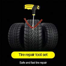 7pcs Car Tire Repair Kit - Tire Puncture Repair Tools Set, Suitable For Small Holes, Portable & Rapid Tire Patching
