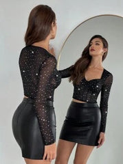 Firerie Women's Elegant Party Fashionable Sweetheart Neck Sweetheart Neck Party Top, Suitable For Autumn/Winter