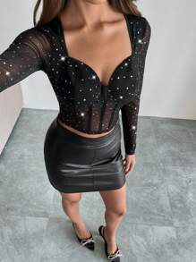 Firerie Women's Elegant Party Fashionable Sweetheart Neck Sweetheart Neck Party Top, Suitable For Autumn/Winter