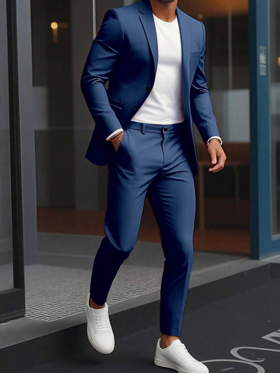 Muški set od sakoa i pantalona, slim fit, klasičan luksuzni stil, formalni, Old Money