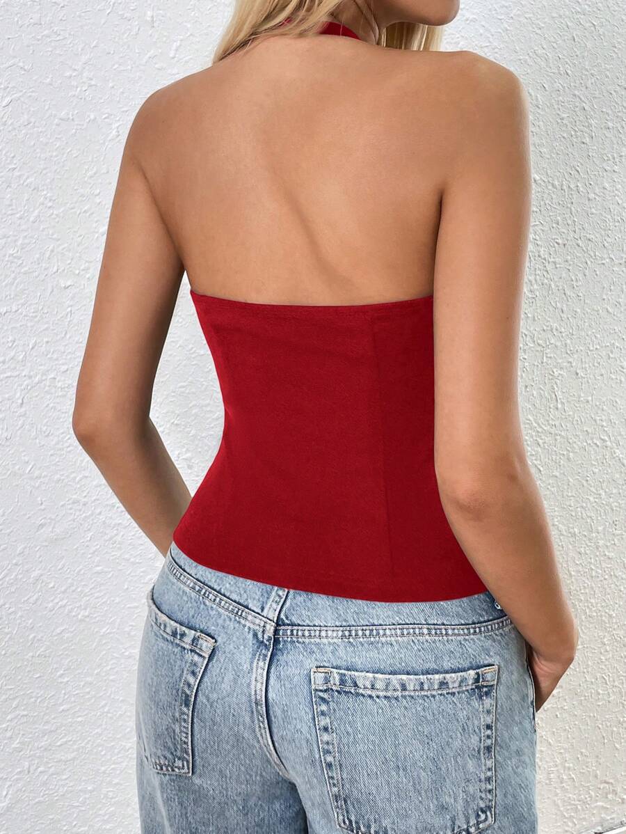 Casual Pleteni Top bez Leđa