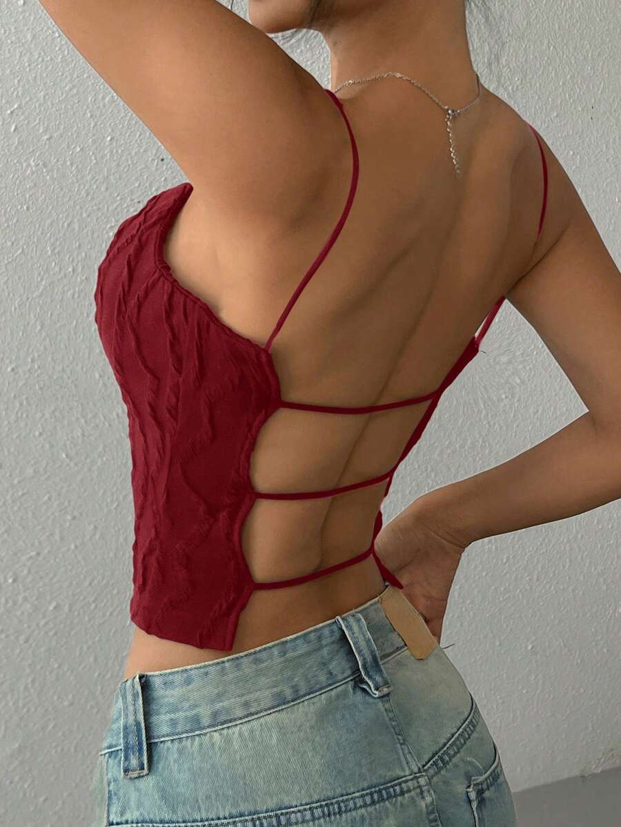 SHEIN EZwear Women's Solid Color Spaghetti Strap Simple Casual Tank Top, Everyday Wear