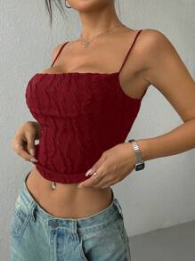 SHEIN EZwear Women's Solid Color Spaghetti Strap Simple Casual Tank Top, Everyday Wear
