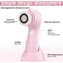 3 In 1 Electric Facial Cleanser Multi-Functional Rotating Massage Face Brush Blackheads Pore Cleansing Face Washer 450mAh