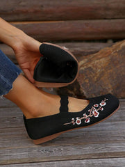 Ženske cipele sa cvetnim vezom, meke slip-on cipele