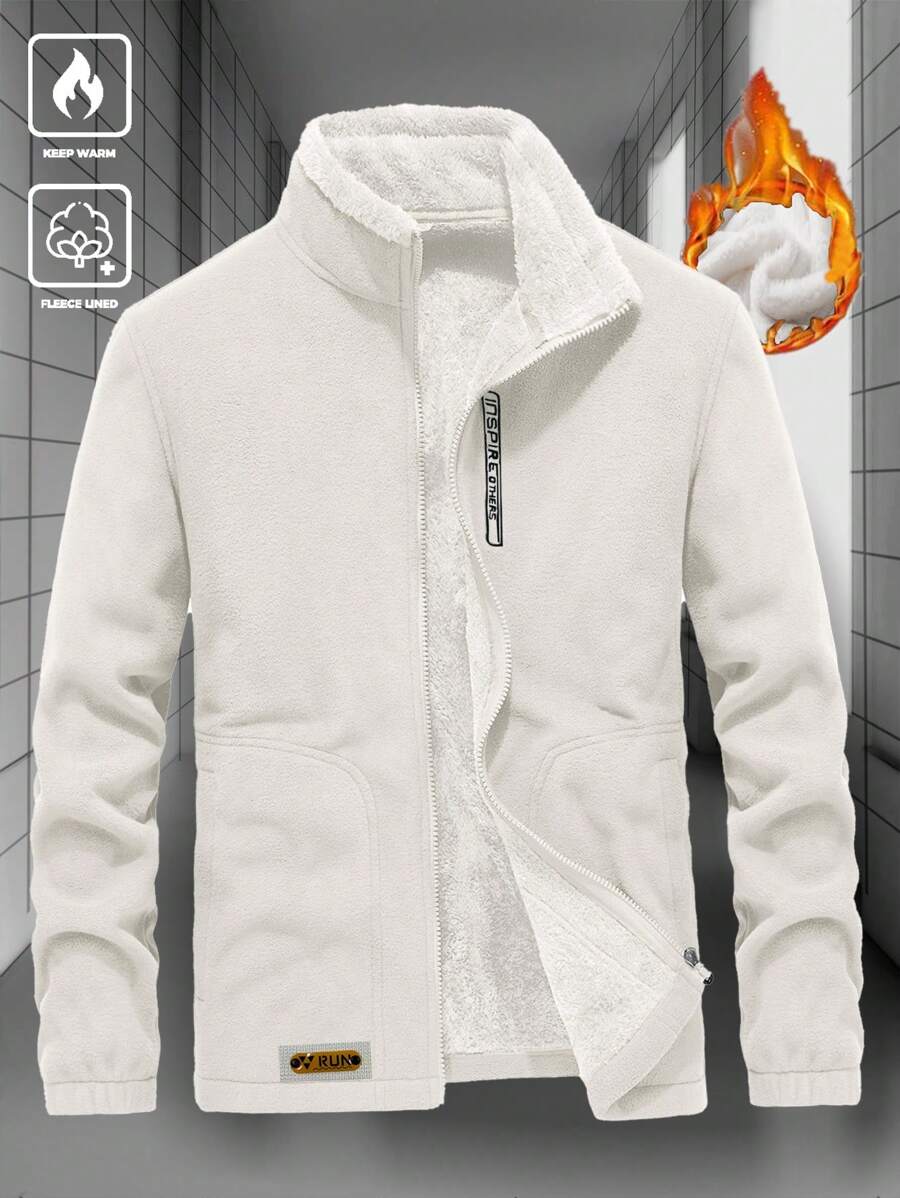 Muška oversized jakna dugih rukava sa postavom od teddy flisa