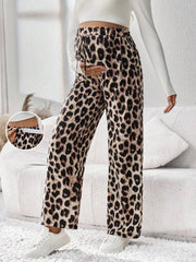 Trudničke pantalone ravnog kroja sa leopard printom, udobne i moderne