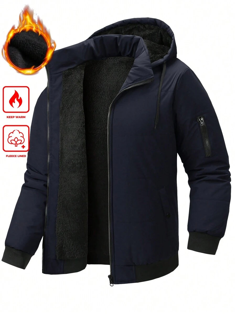 Muški dugi topli  outdoor kaput sa punjenjem za zimu, sa kapuljačom