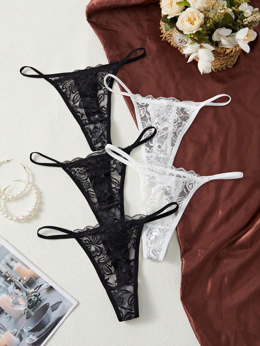 5 kom/pakovanje seksi ženske gaćice G-string od čipke, prozračne i udobne