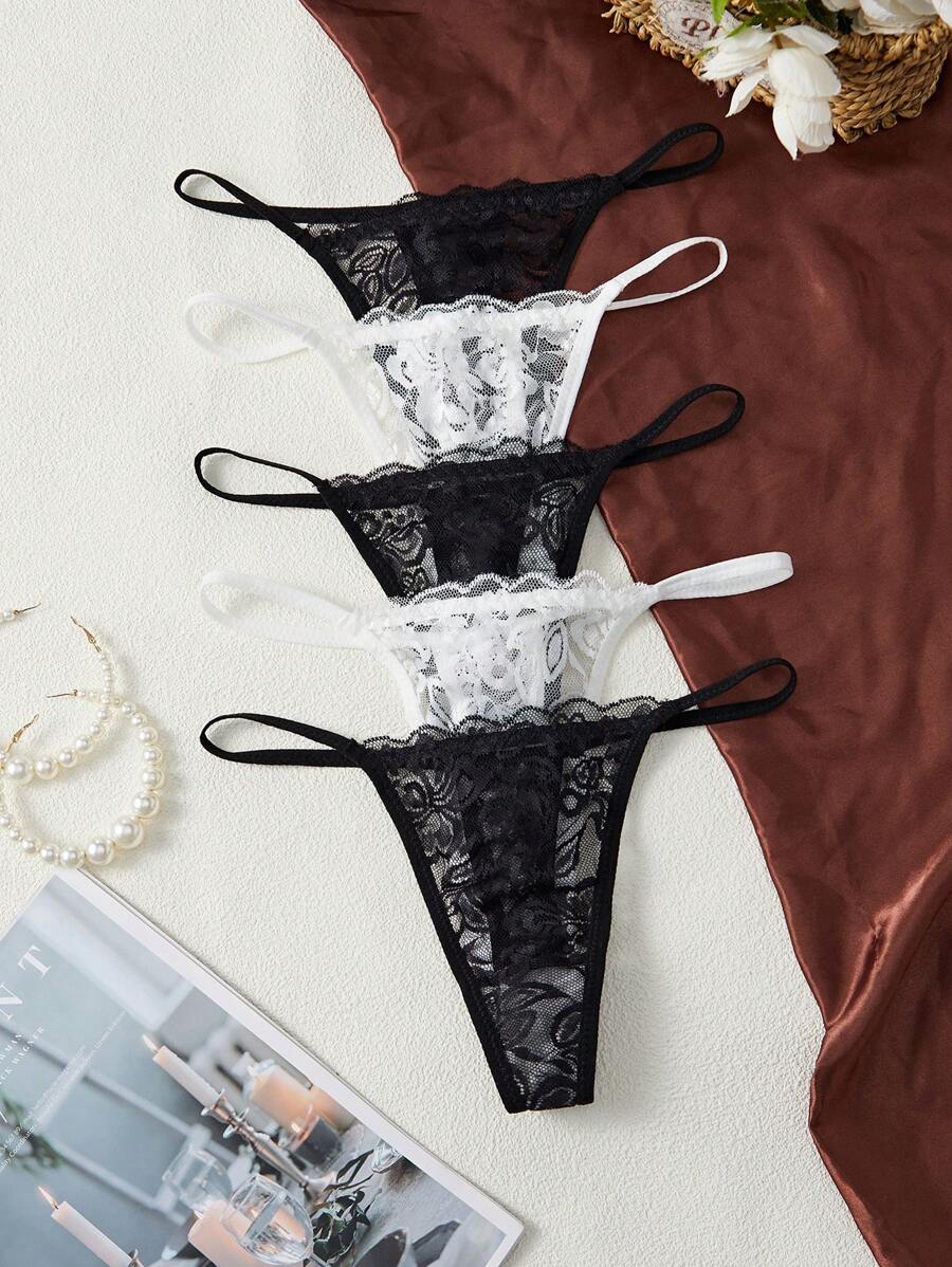 5 kom/pakovanje seksi ženske gaćice G-string od čipke, prozračne i udobne