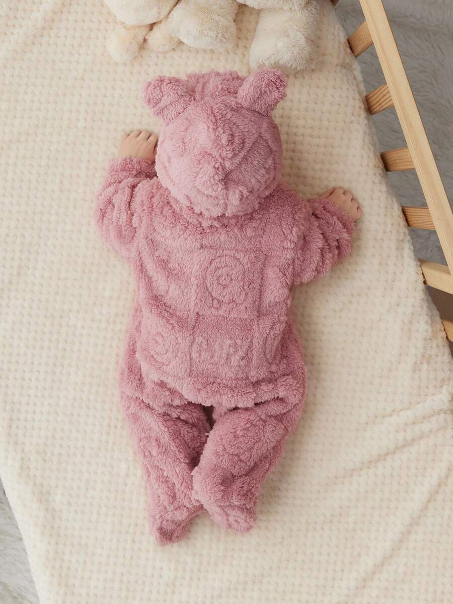 Pufnasti kombinezon sa kapuljačom i stopalima za bebe