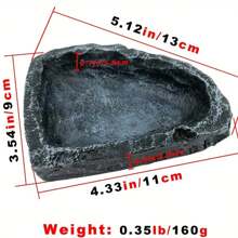 Rock-Like Reptile Feeding Bowls - Easy Clean Water & Food Dish For Bearded Dragons, Lizards, Frogs, Geckos, Tortoises, Hermit Crabs