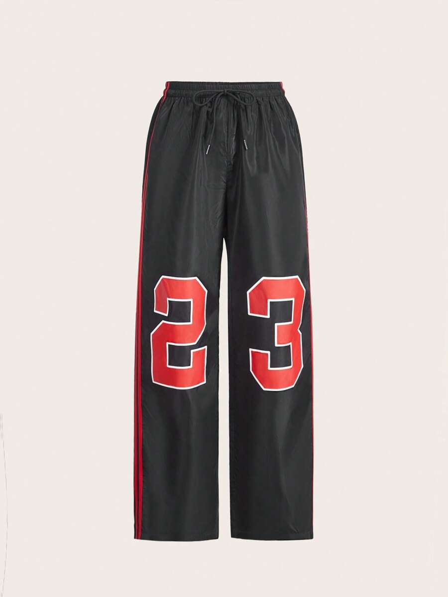 Pantalone širokih nogavica sa roze printom mašne