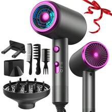 High-Powered Salon-Grade Hair Dryer With One-Button Switching Between Hot And Cold Winds, 2 Gear Adjustable Temperature, Equipped With Two Different-Sized Nozzles, Suitable For Home And Professional Salon Use