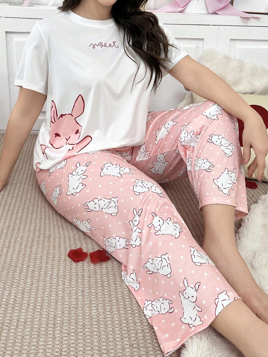 Pidžama set plus size, slatki print