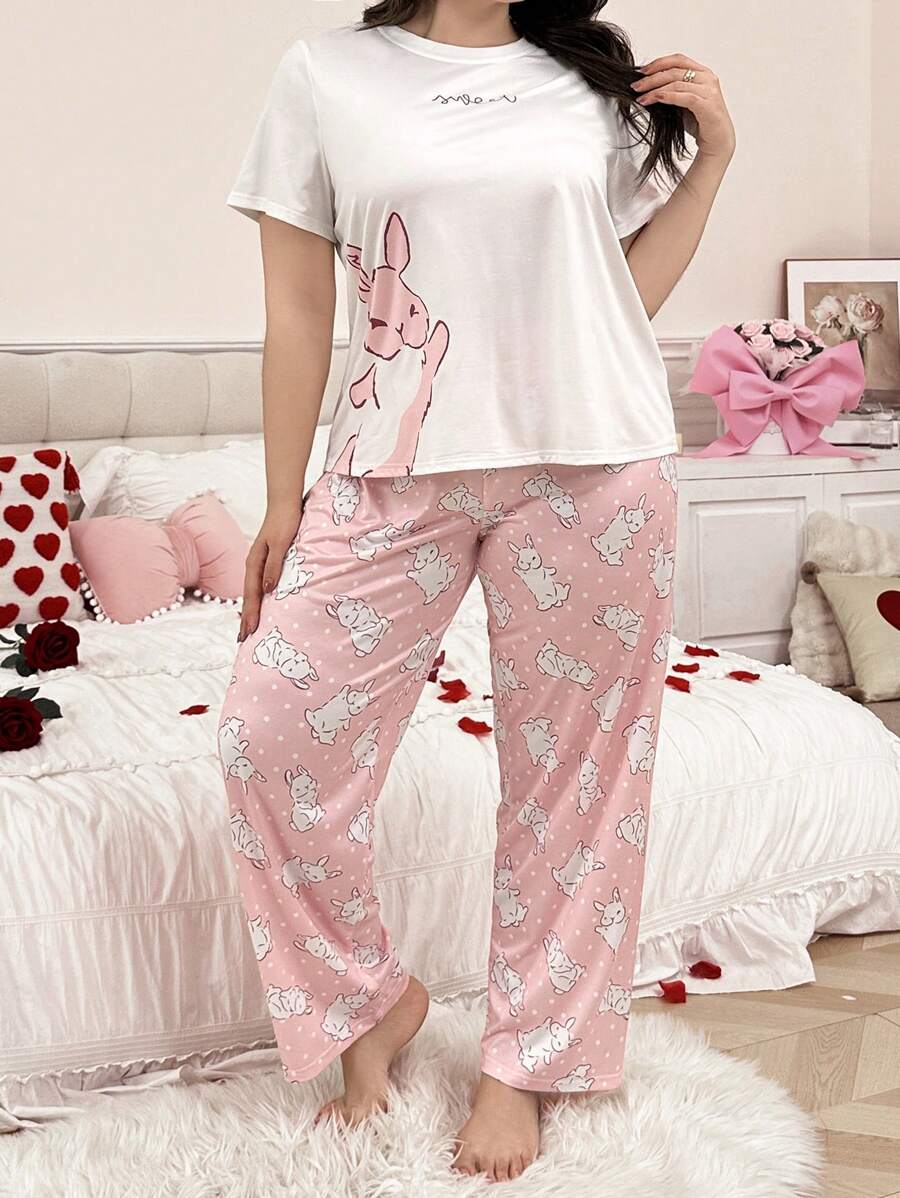 Pidžama set plus size, slatki print