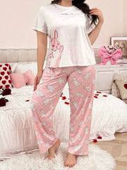 Pidžama set plus size, slatki print
